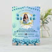ブルーエレガント誕生日招待状 – カスタマイズおよび 招待状 (スタンド正面)