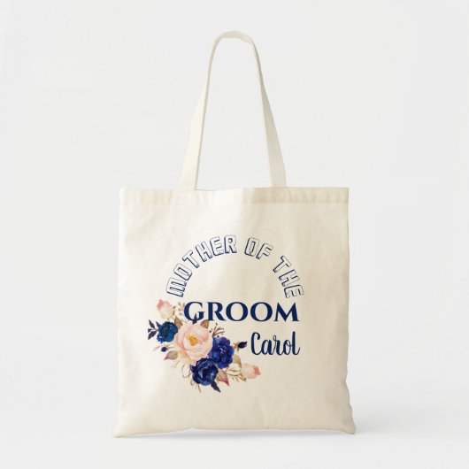 ブルーエレガント赤面ピンクフローラの母の新郎 トートバッグ (正面)