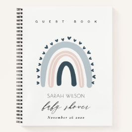 ブルーエレガント赤面レインボーハートベビーシャワー ノートブック
