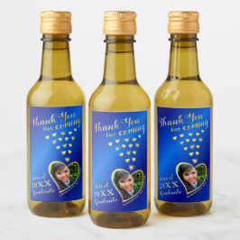 ブルーエレガント金ゴールドありがとう2025卒業の好意 ワインラベル