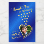 ブルーエレガント金ゴールドありがとう2025卒業の好意 ワインラベル (シングルラベル)