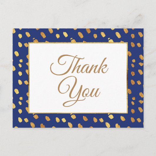 ブルーエレガント金ゴールドありがとう ポストカード (正面)