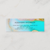 ブルーエレガント金ゴールドアクセントAGATEマーブルオパール スキニー名刺 (裏面)