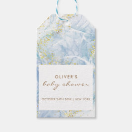ブルーエレガント金ゴールドアゲートボーイベビーシャワー ギフトタグ