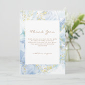 ブルーエレガント金ゴールドアゲートボーイベビーシャワー サンキューカード (スタンド正面)