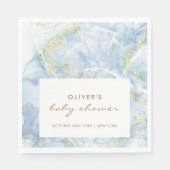 ブルーエレガント金ゴールドアゲートボーイベビーシャワー スタンダードランチョンナプキン (正面)