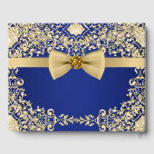 ブルーエレガント金ゴールドウェディングパーティーイベントゲストブック ゲストブック (裏面)