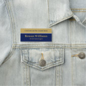 ブルーエレガント金ゴールドカスタムIDホテル従業員 名札 (インサイチュ)