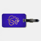 ブルーエレガント金ゴールドガネシャインディアンダマスクパターン ラゲッジタグ (裏面横)