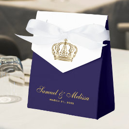 ブルーエレガント金ゴールドクラウン結婚ズ フェイバーボックス