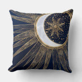 ブルーエレガント金ゴールドサンムーンマンダラ クッション (正面)