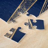 ブルーエレガント金ゴールドサンムーンマンダラ ジグソーパズル (側面)