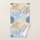 ブルーエレガント金ゴールドダリアフローラ バスタオルセット (ハンドタオル)