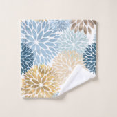 ブルーエレガント金ゴールドダリアフローラ バスタオルセット (ウォッシュタオル)