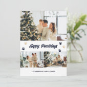 ブルーエレガント金ゴールドハッピーペイリデイズクリスマスカード シーズンカード (スタンド正面)