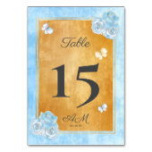 ブルーエレガント金ゴールドバラ蝶キンチェニェラ テーブルナンバー (裏面)