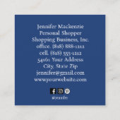 ブルーエレガント金ゴールドピーコックウーマン スクエア名刺 (裏面)