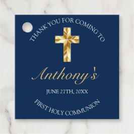 ブルーエレガント金ゴールドファースト聖餐式 フェイバータグ