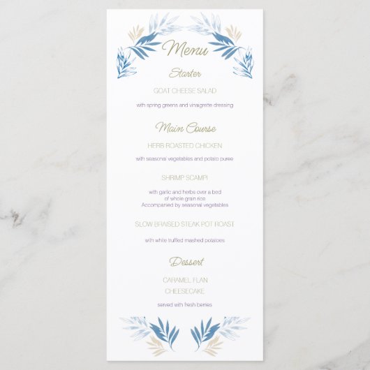 ブルーエレガント金ゴールドファースト聖餐式 メニュー (裏面)