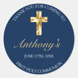 ブルーエレガント金ゴールドファースト聖餐式 ラウンドシール