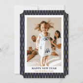 ブルーエレガント金ゴールドフォトハッピーニューイヤーカード シーズンカード (正面)