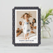 ブルーエレガント金ゴールドフォトハッピーニューイヤーカード シーズンカード (スタンド正面)