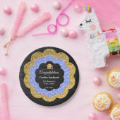 ブルーエレガント金ゴールドフローラ卒業パーティー ペーパープレート (パーティー)