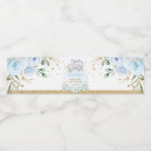 ブルーエレガント金ゴールドフローラ少年ベビーゾウのシャワー ペットボトルラベル (シングルラベル)