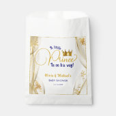 ブルーエレガント金ゴールドプリンス王室のベビーシャワー フェイバーバッグ (正面)