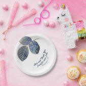 ブルーエレガント金ゴールドマーブルボタニカル結婚ズ ペーパープレート (パーティー)