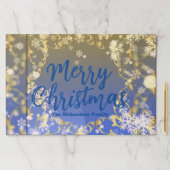 ブルーエレガント金ゴールドメリークリスマス紙ランチョンマット ペーパーパッド (インサイチュ)