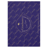 ブルーエレガント金ゴールドモダン大学院卒業式 テーブルクロス (正面)