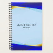 ブルーエレガント金ゴールドラグジュアリーデザイナーロゴビジネス プランナー手帳 (正面)