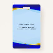 ブルーエレガント金ゴールドラグジュアリーデザイナーロゴ バッジ (裏面)