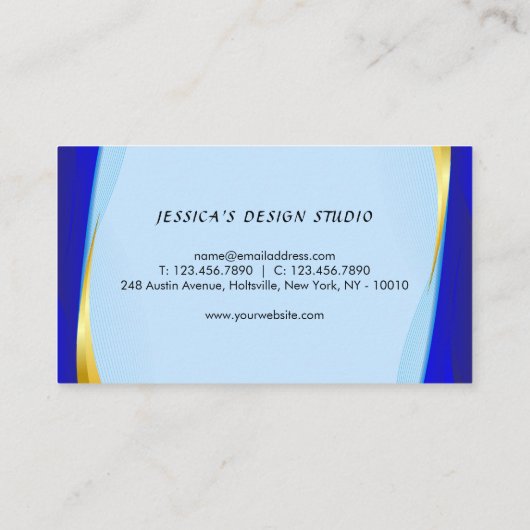 ブルーエレガント金ゴールドラグジュアリーデザイナーロゴ 名刺 (裏面)