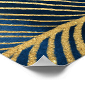 ブルーエレガント金ゴールドリーフデザイン ポスター (角)