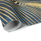 ブルーエレガント金ゴールドリーフデザイン ラッピングペーパー (ロールコーナー)