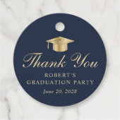 ブルーエレガント金ゴールド卒業パーティーありがとう フェイバータグ (正面)