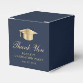 ブルーエレガント金ゴールド卒業パーティーありがとう フェイバーボックス (正面サイド)