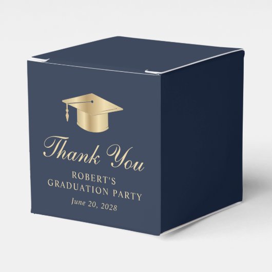 ブルーエレガント金ゴールド卒業パーティーありがとう フェイバーボックス (正面サイド)