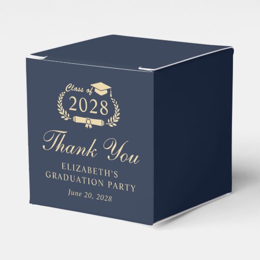 ブルーエレガント金ゴールド卒業パーティーありがとう フェイバーボックス (正面サイド)