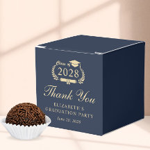 ブルーエレガント金ゴールド卒業パーティーありがとう