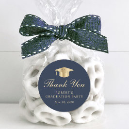 ブルーエレガント金ゴールド卒業 ラウンドシール