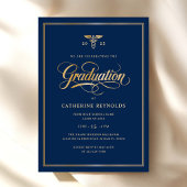 ブルーエレガント金ゴールド大学の卒業パーティー 招待状