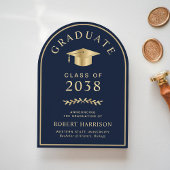 ブルーエレガント金ゴールド大学の卒業パーティー 招待状