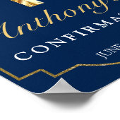 ブルーエレガント金ゴールド少年の確認へようこそ ポスター (角)