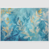 ブルーエレガント金ゴールド植物学デザイン 薄葉紙 (正面)