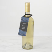 ブルーエレガント金ゴールド結婚式 ボトルネックタグ (アングル)