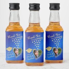 ブルーエレガント金ゴールド2025年卒業 リキュールボトルラベル