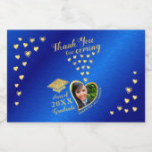 ブルーエレガント金ゴールド2025年卒業 リキュールボトルラベル (シングルラベル)